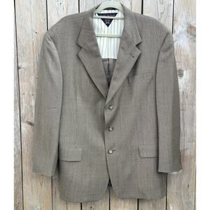 Vintage 90s Tommy Hilfiger Mens 44R Wool Houndstooth Sport Coat Suit Jacket USA